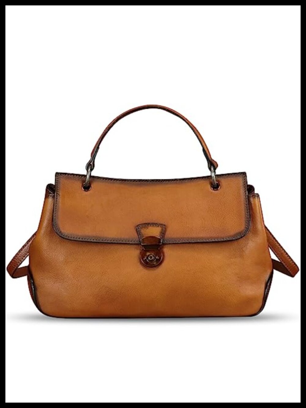 Genuine Leather Vintage Satchel Handbag Crossbody Shoulder Bag with Strap